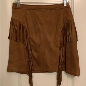 Brown fringe skirt